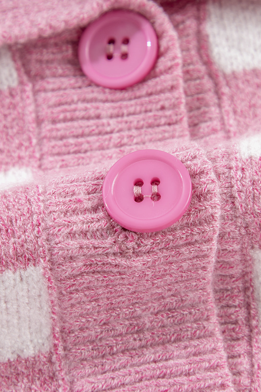 Pink Checkered V Neck Sweater