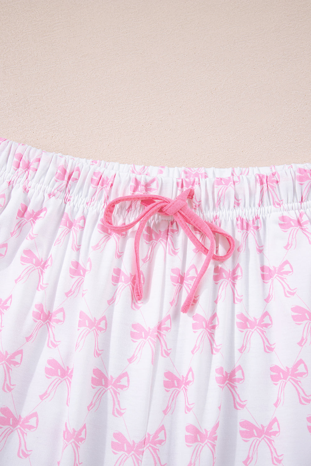 Bow Print Soft Pajama Set in Pink
