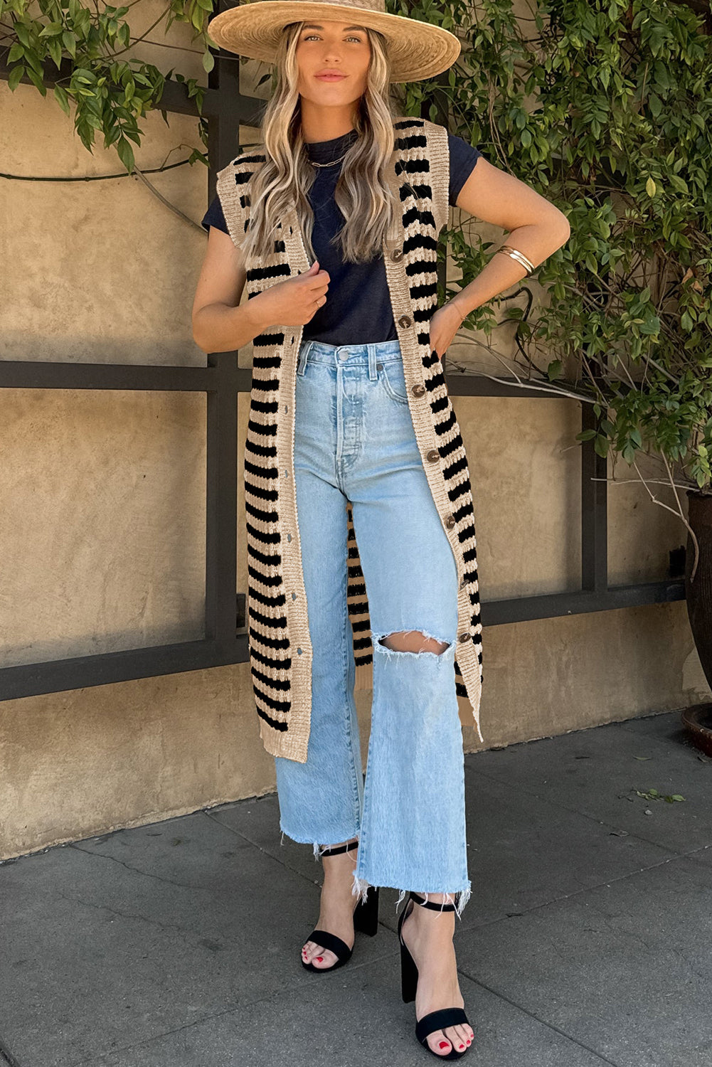 Parchment Buttoned Front Pencil Sweater Dress