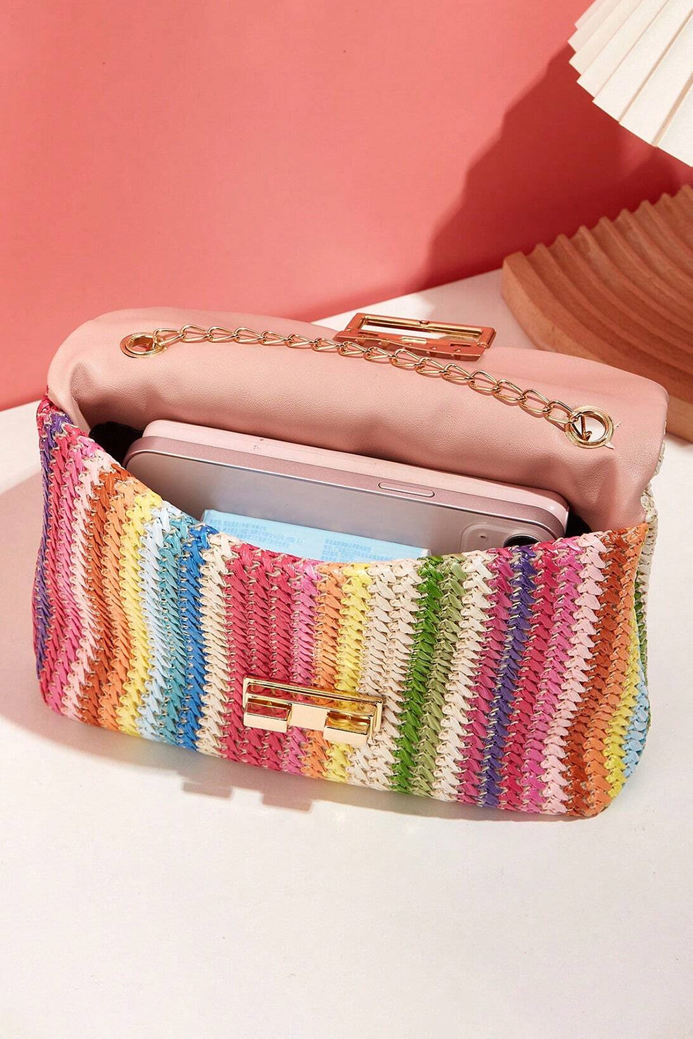 Bohemian Colorfall Woven Gold Chain Shoulder Bag