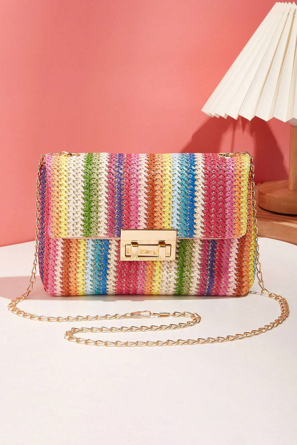 Bohemian Colorfall Woven Gold Chain Shoulder Bag