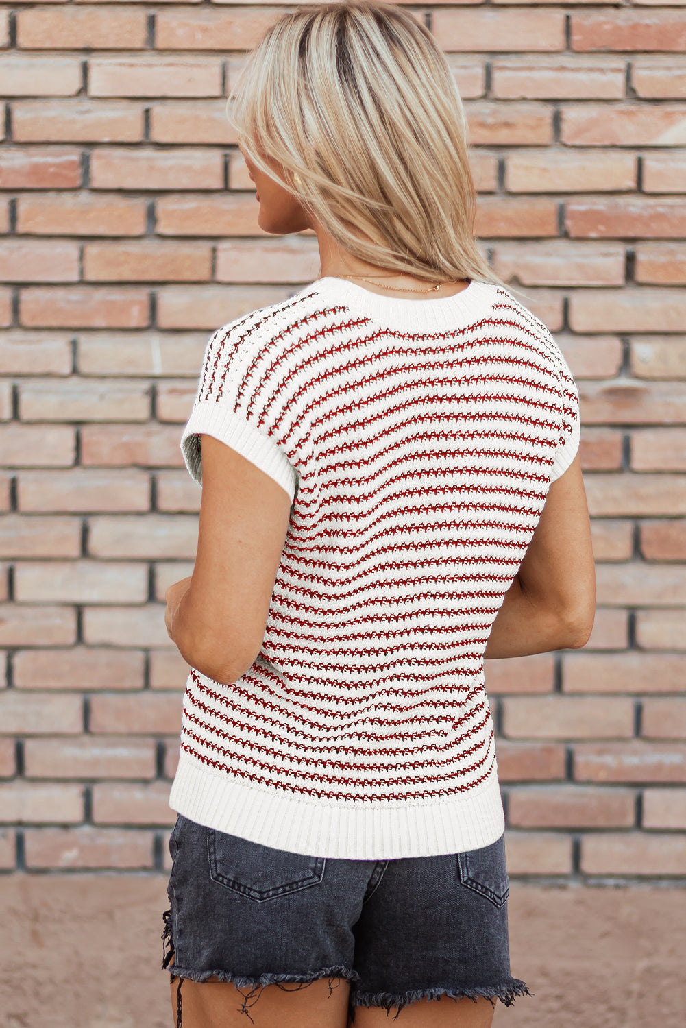 Candy Red Striped Sweater Vest