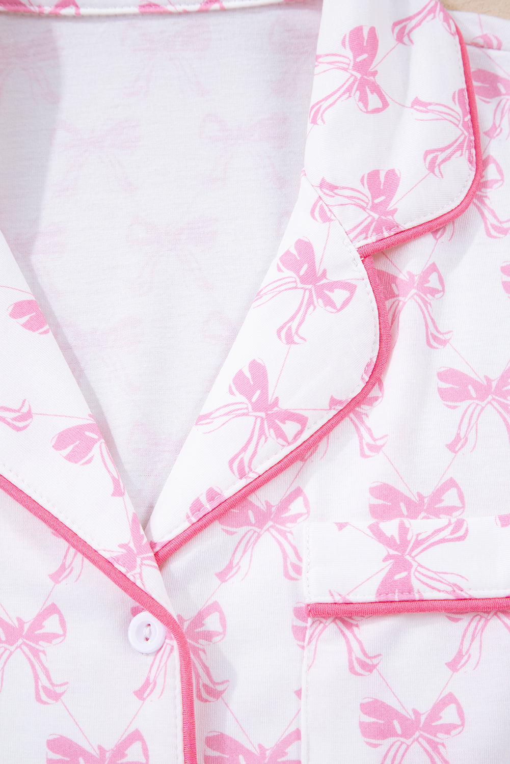 Bow Print Soft Pajama Set in Pink