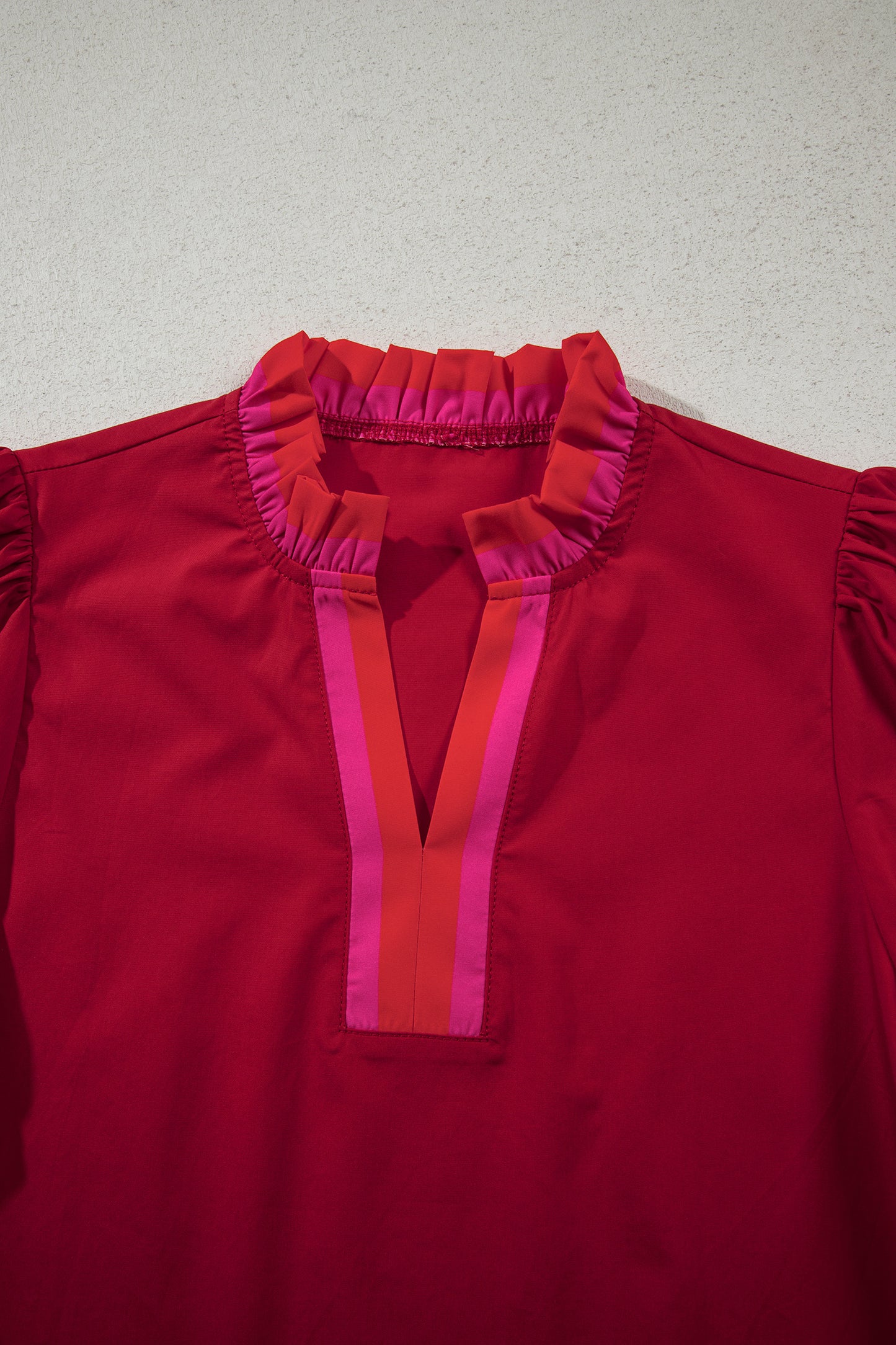 Fiery Red Frilled Collar Blouse