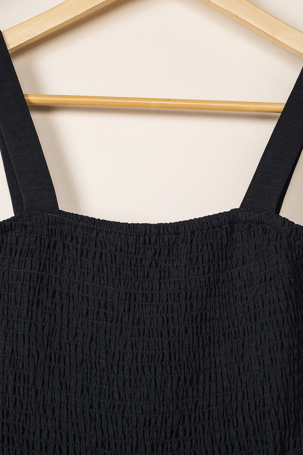 Black Smocked Top Wide Leg Jumpsuit