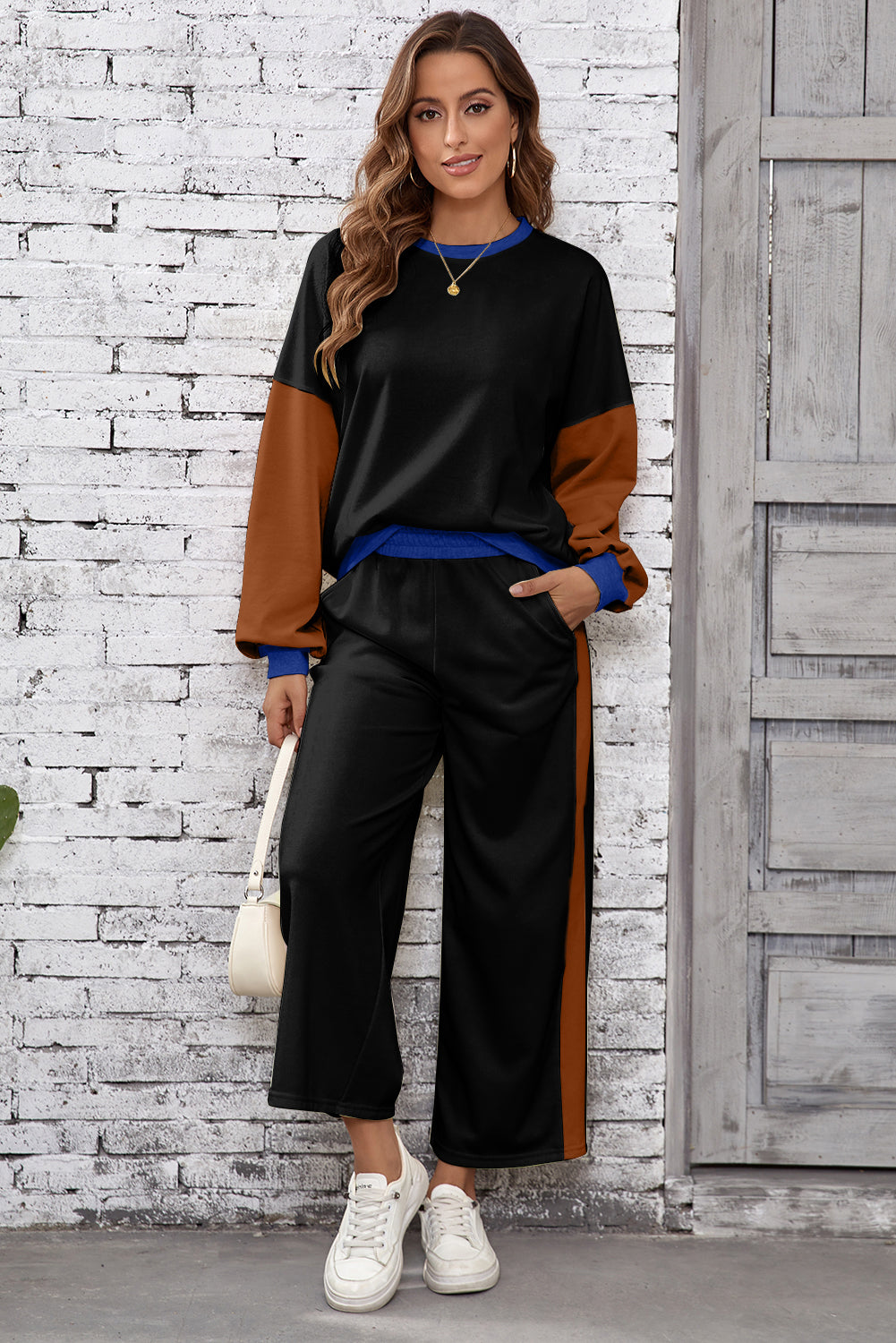 Black Color Block 2pc Set