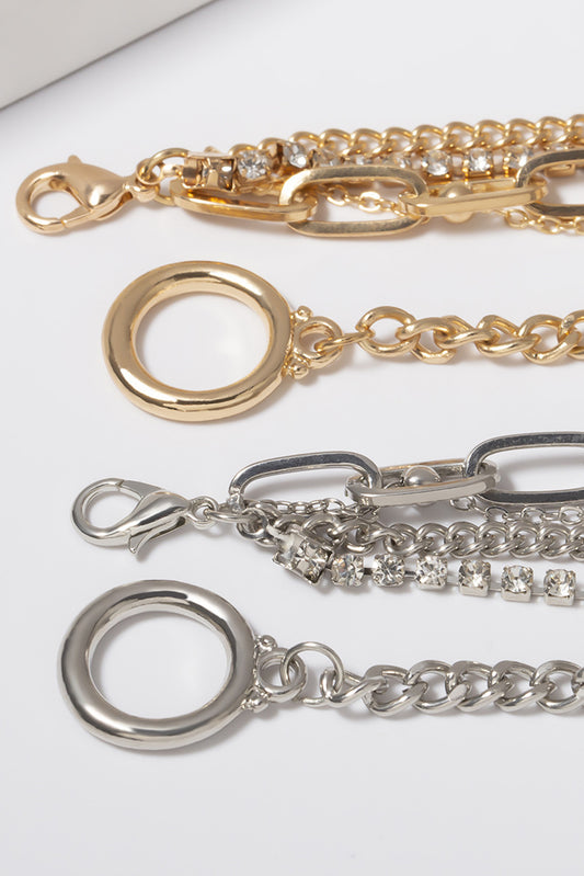 Gold Multi Layer Chain Bracelet Set