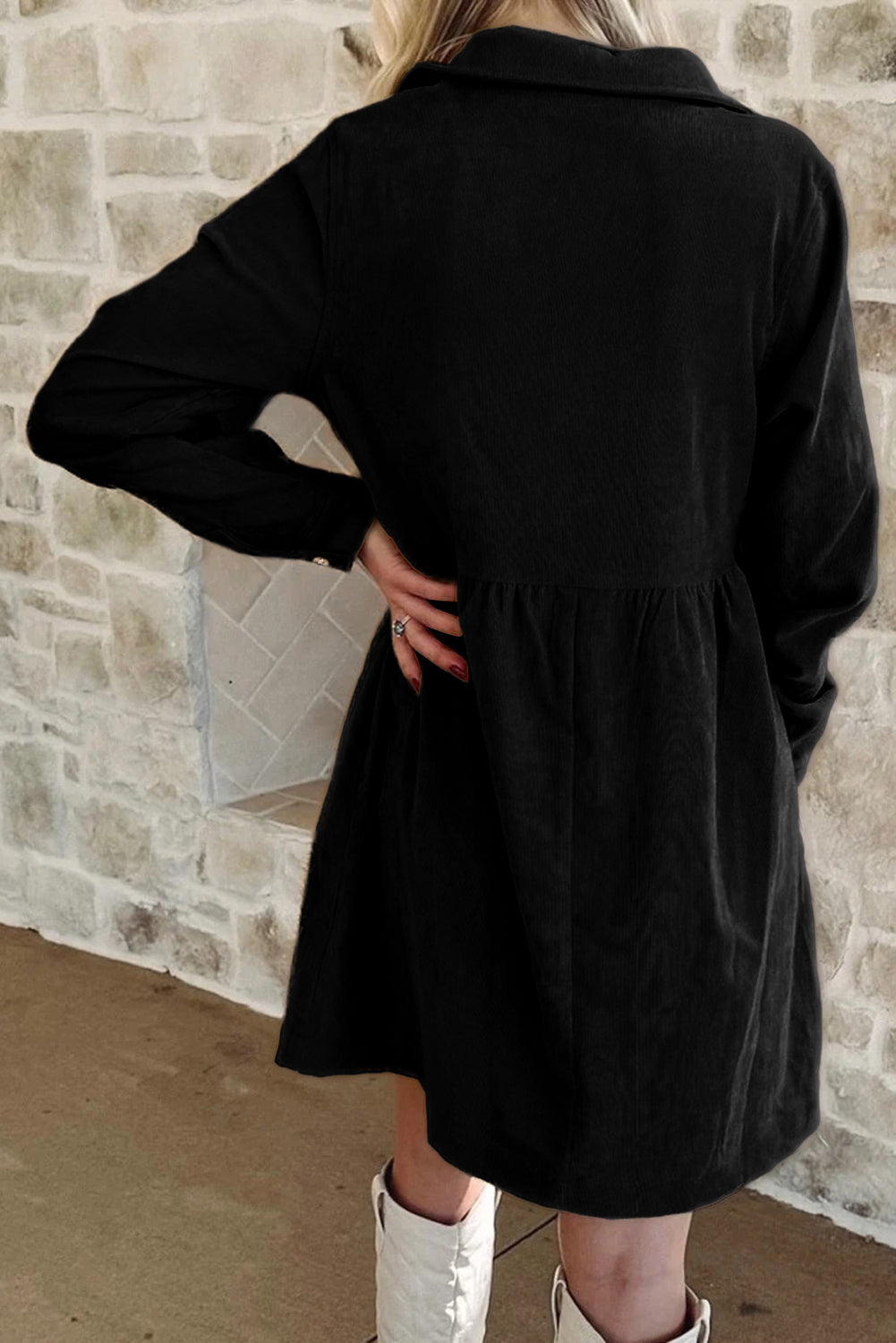 Black Corduroy Mini Dress
