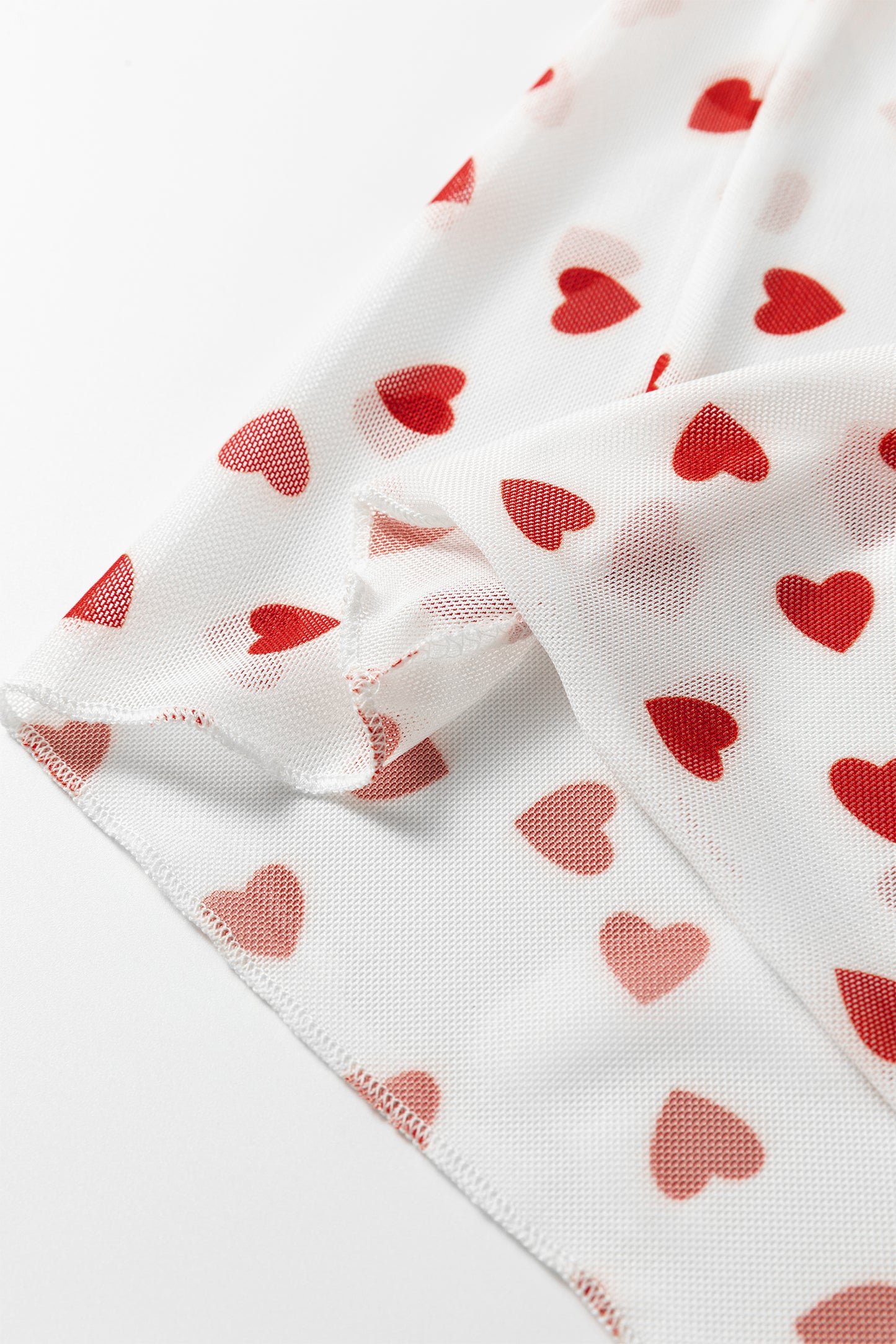 Heart Print Mesh Top