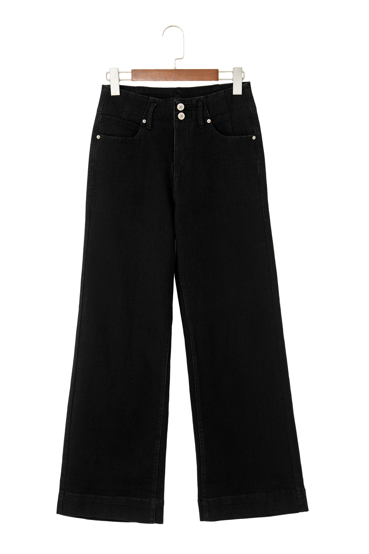 Double-Button High Waist Flared Bottom Jeans