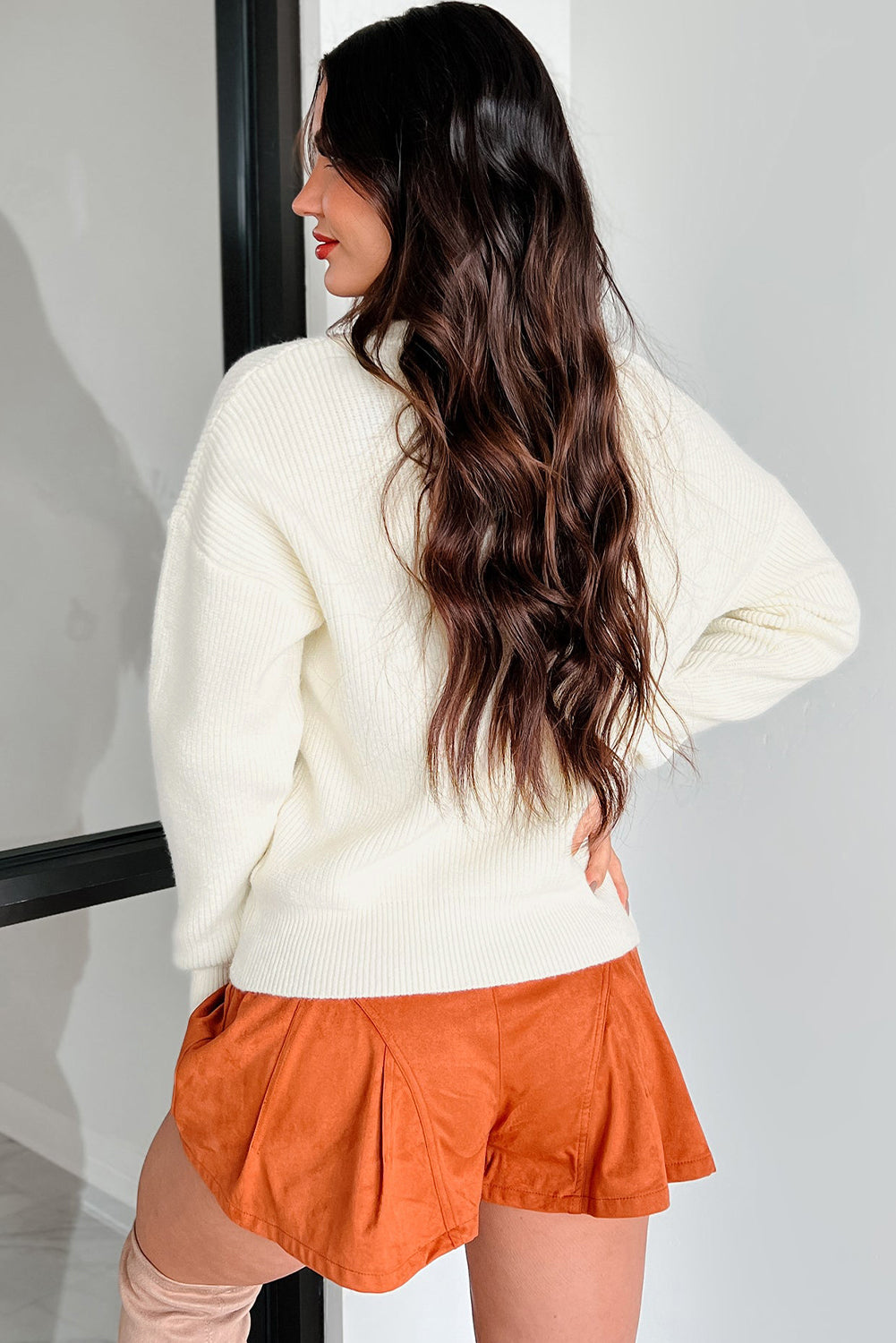 Beige Pumpkin Embroidered Sweater