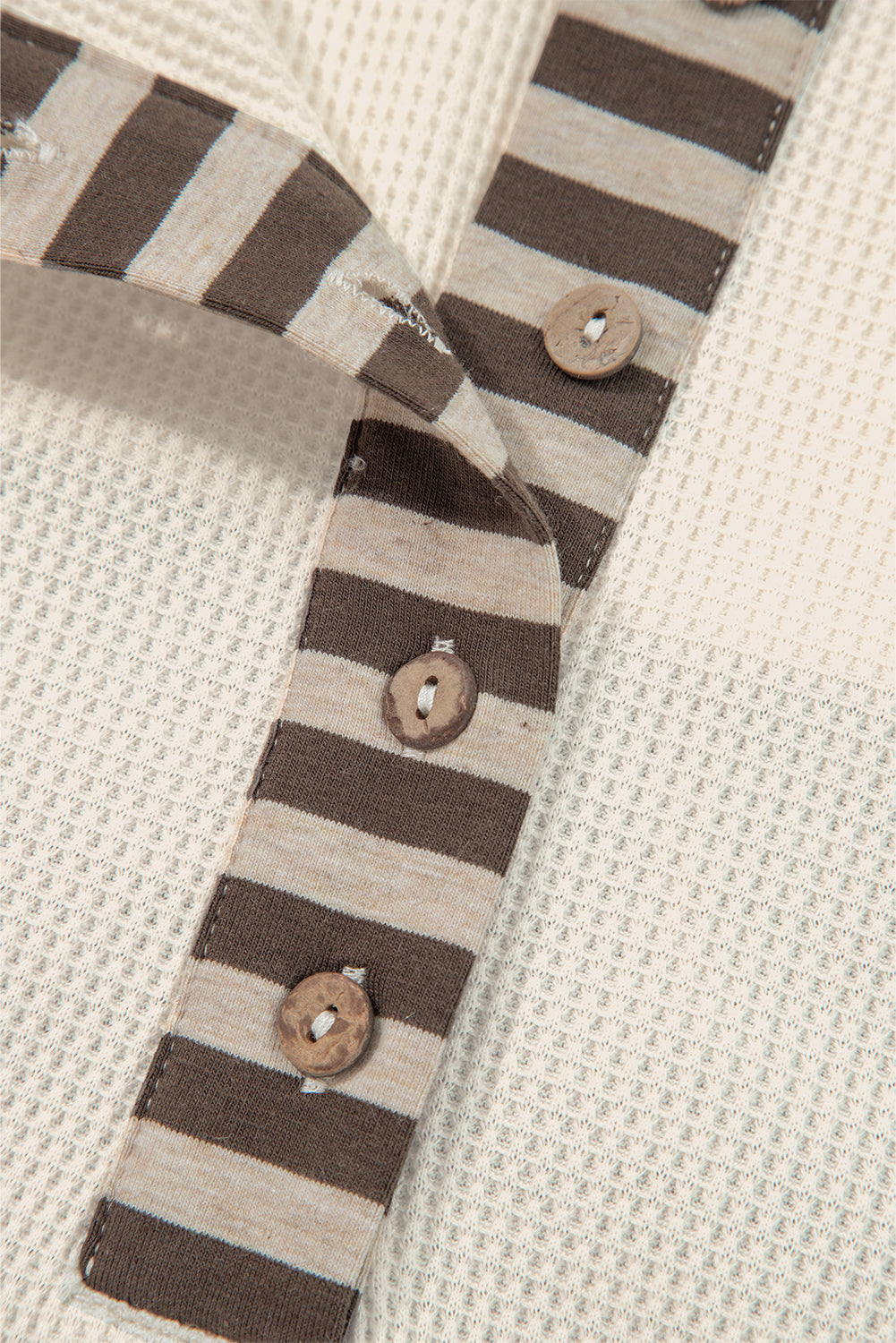 Plaid Patchwork Waffled Henley
