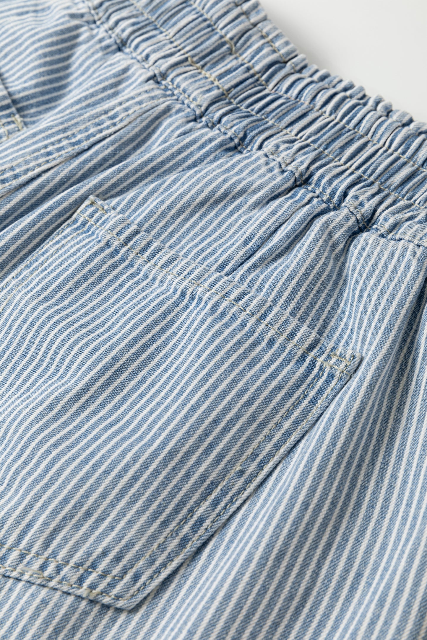 Striped Raw Edge Denim Shorts