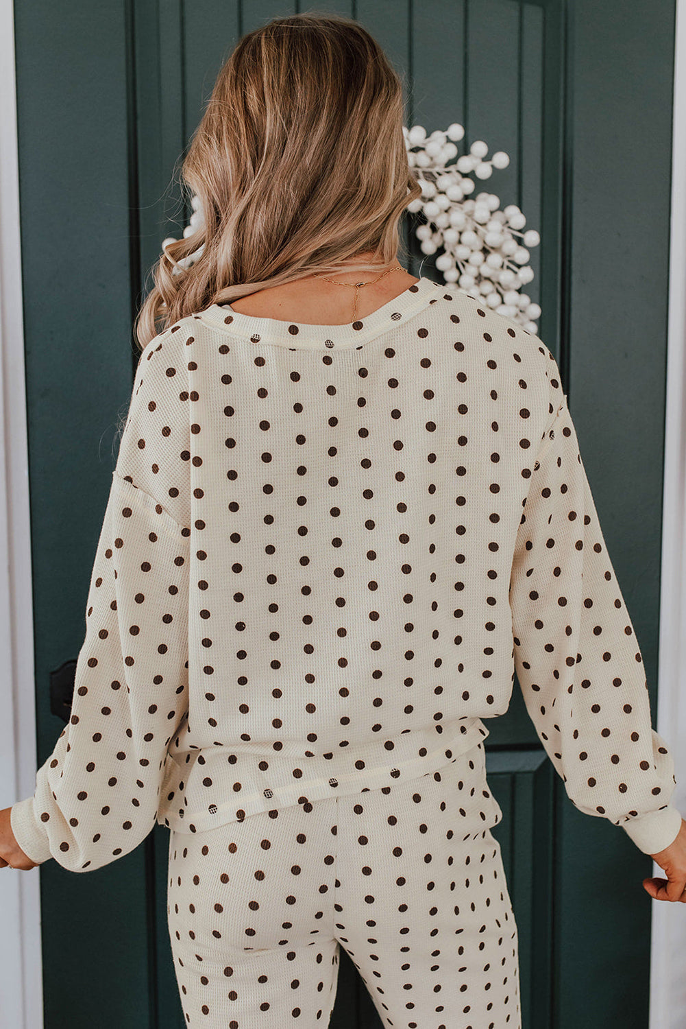 Polka Dot Waffle Knit Lounge Set