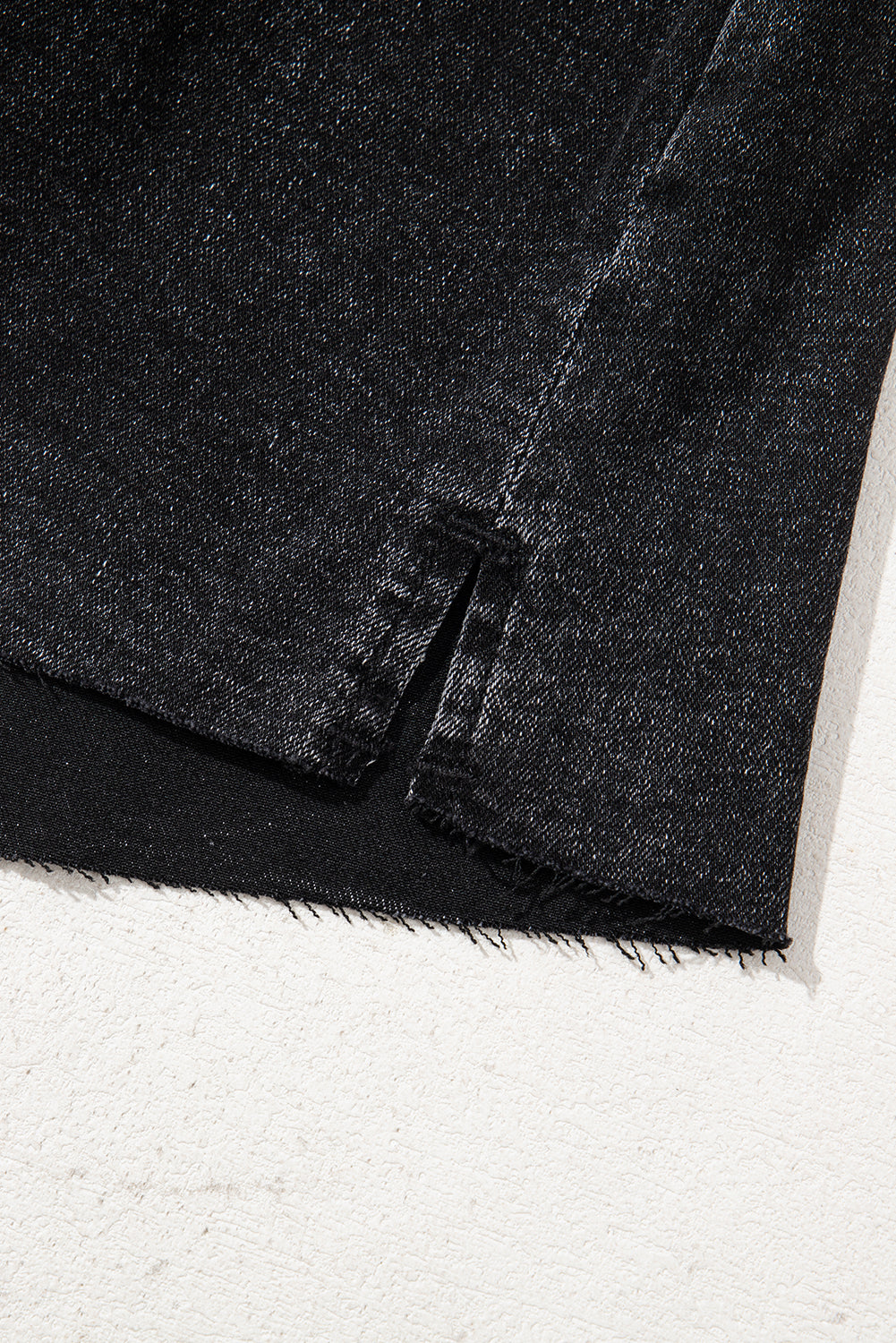Mineral Wash Raw Hem Denim Mini Skirt in Carbon Grey