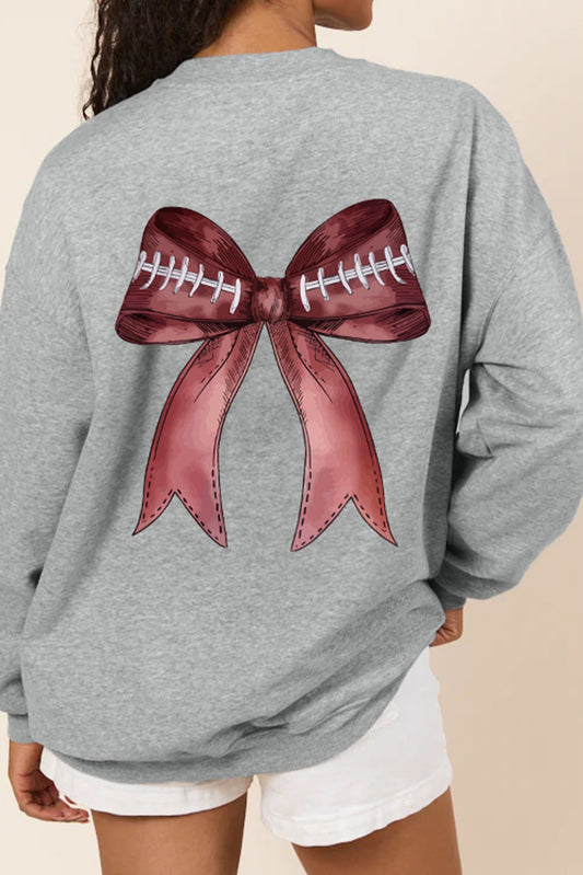 Football Bow Pullover Sweatshirt