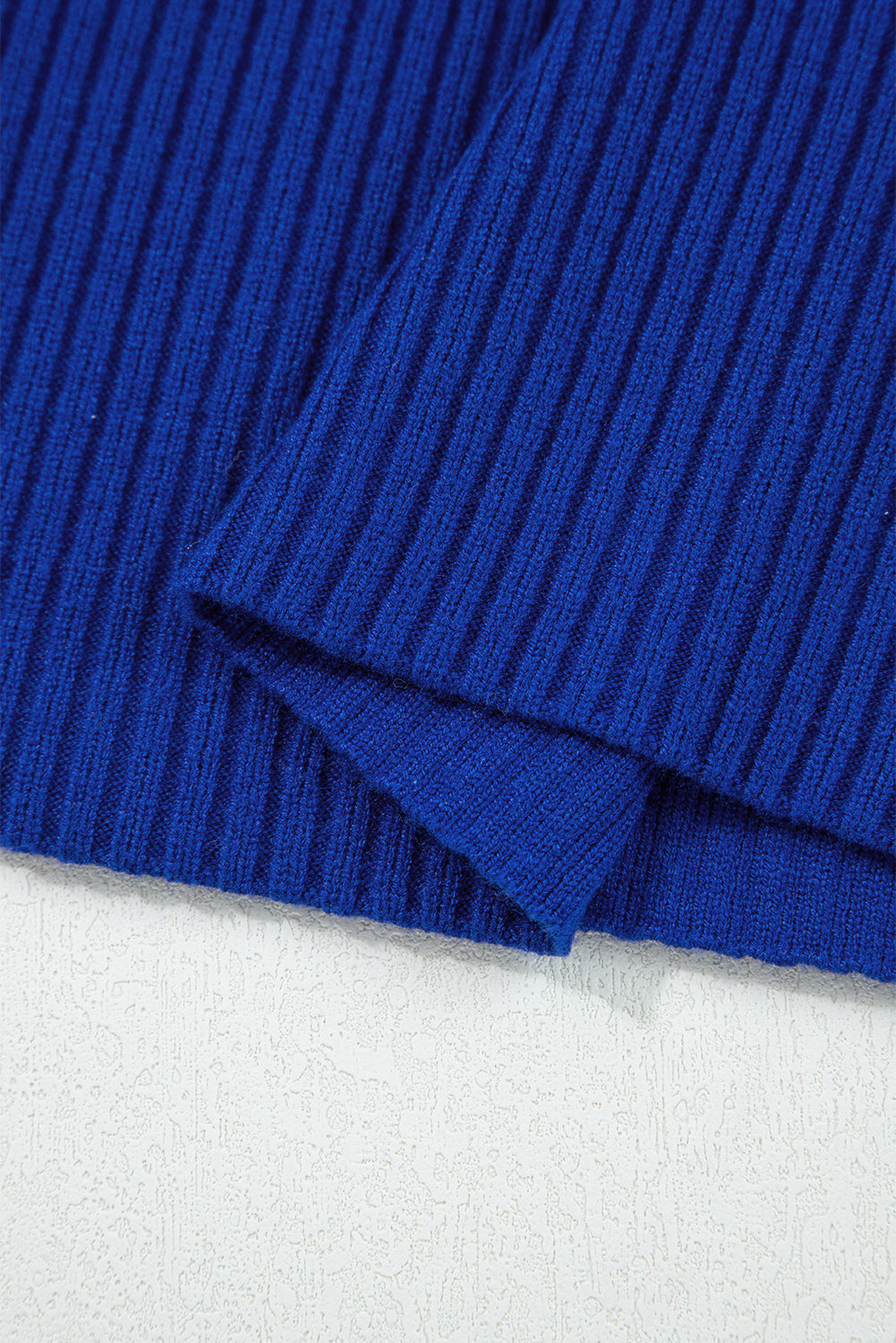 Patch Pocket Ribbed Knit Sweater in Dark Blue
