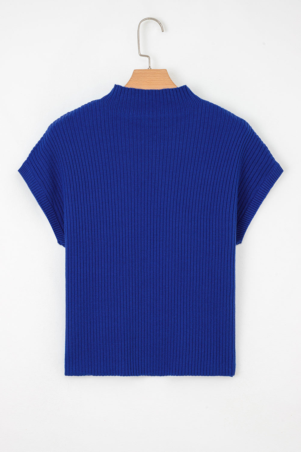 Patch Pocket Ribbed Knit Sweater in Dark Blue