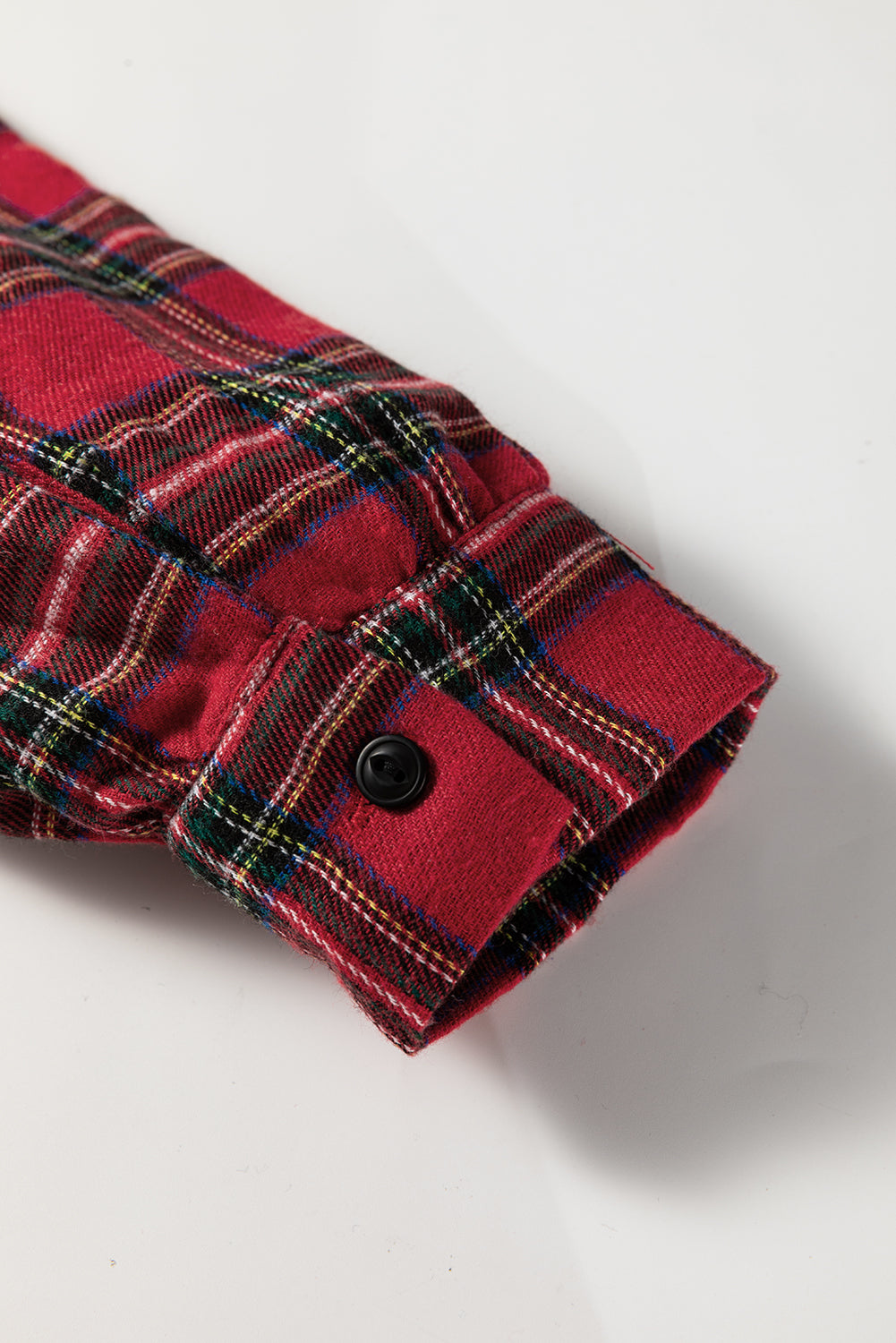 Red Plaid Ruffle Hem Mini Shirt Dress