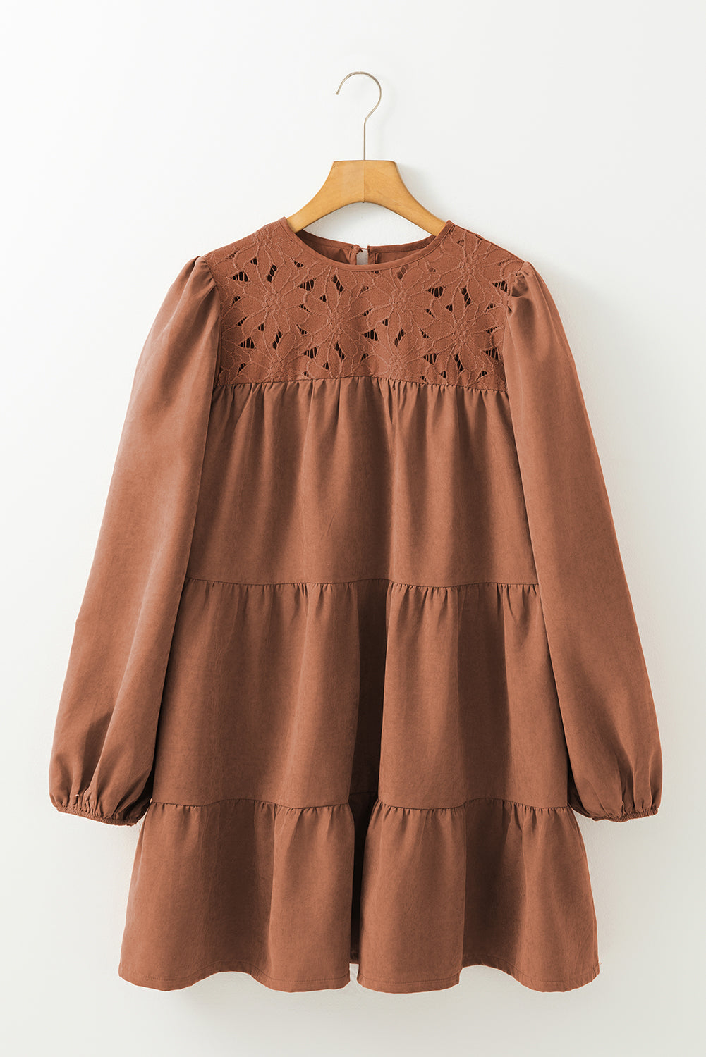 Chestnul Crochet Lace Tiered Mini Dress