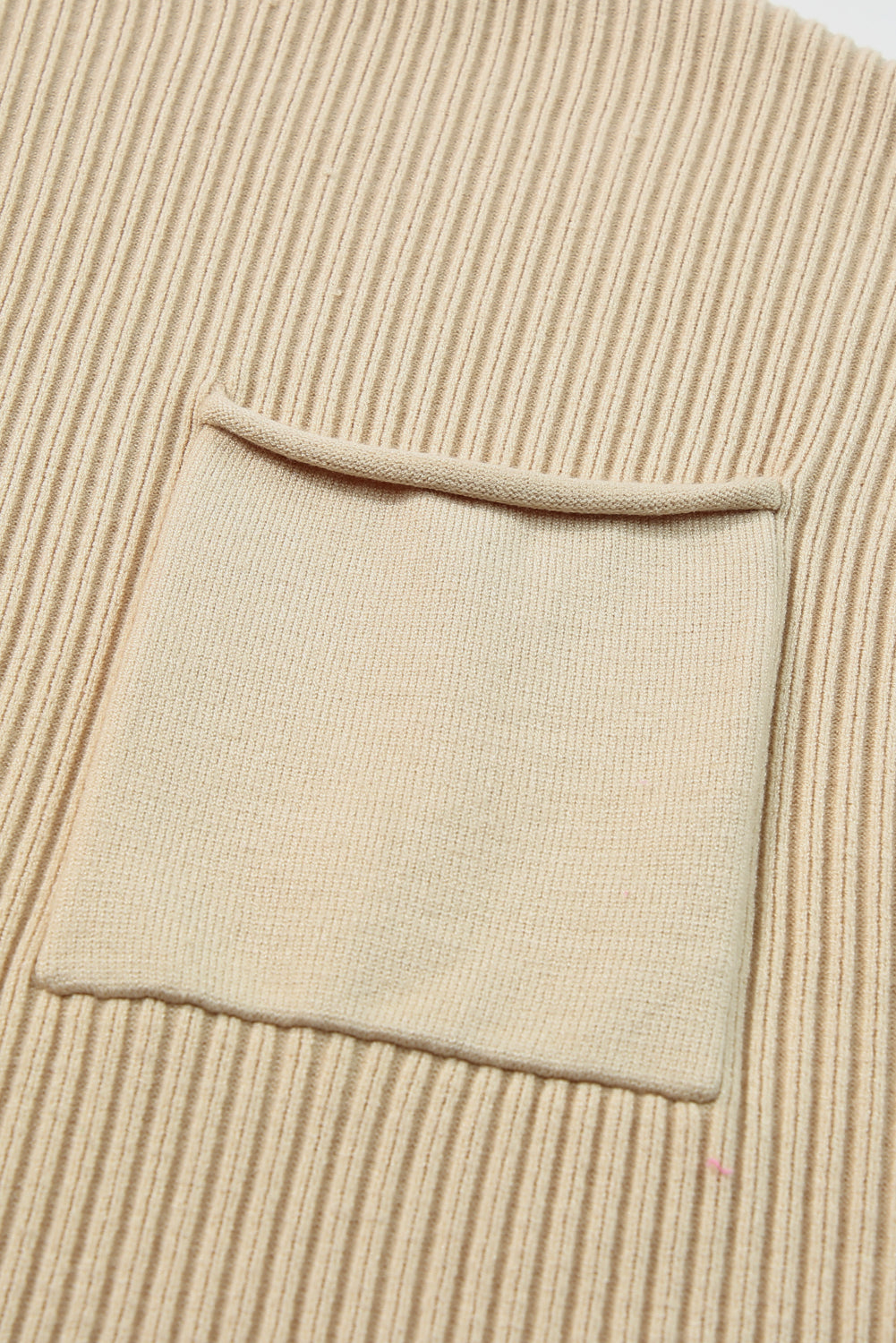 Patch Pocket Ribbed Knit Sweater in Oatmeal
