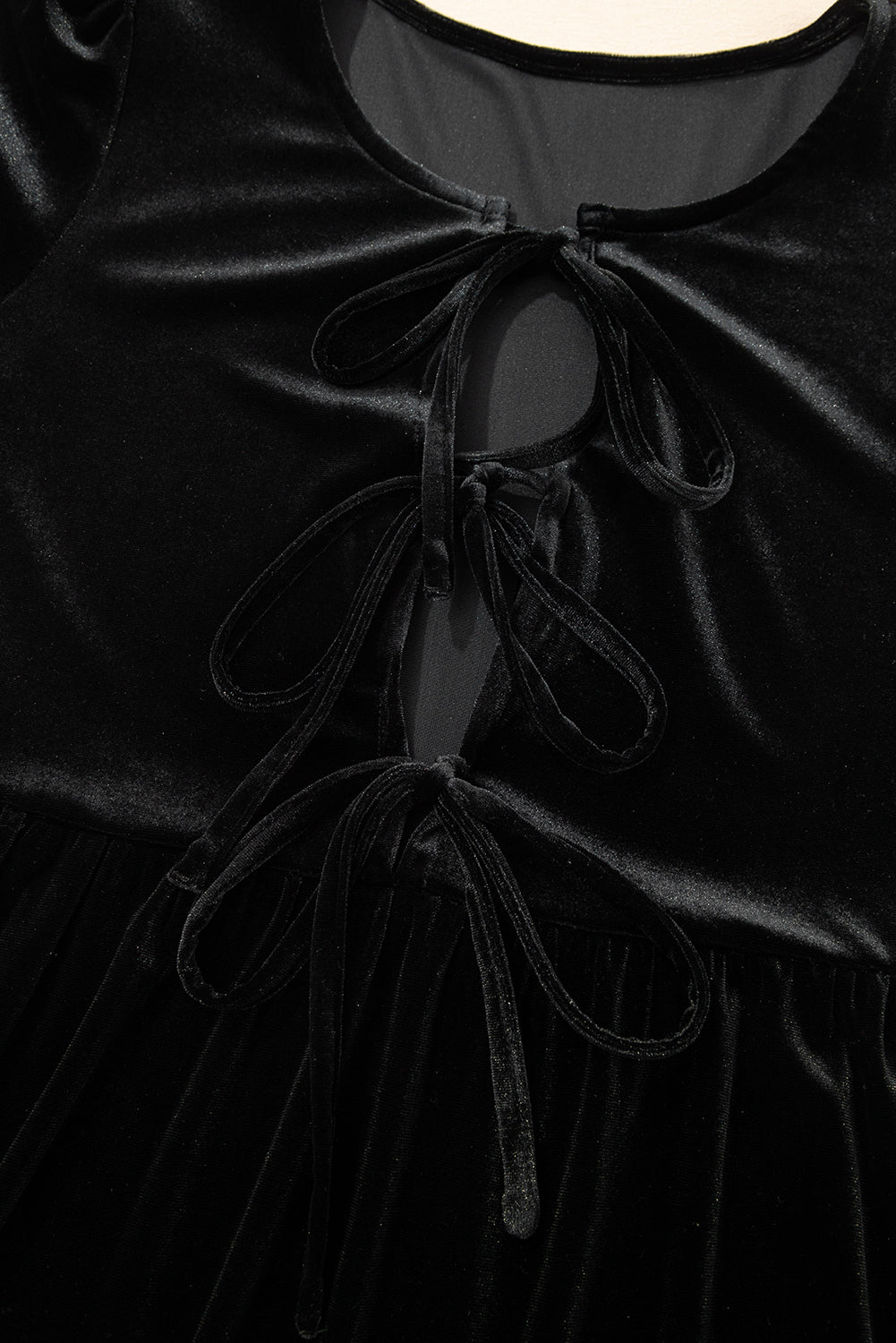 Black Velvet Bubble Sleeve Mini Dress