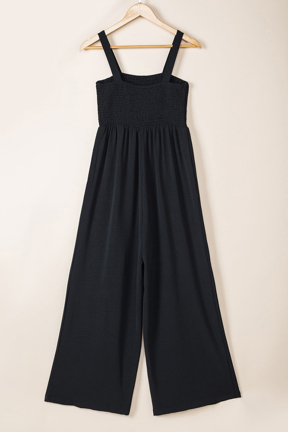 Black Smocked Top Wide Leg Jumpsuit