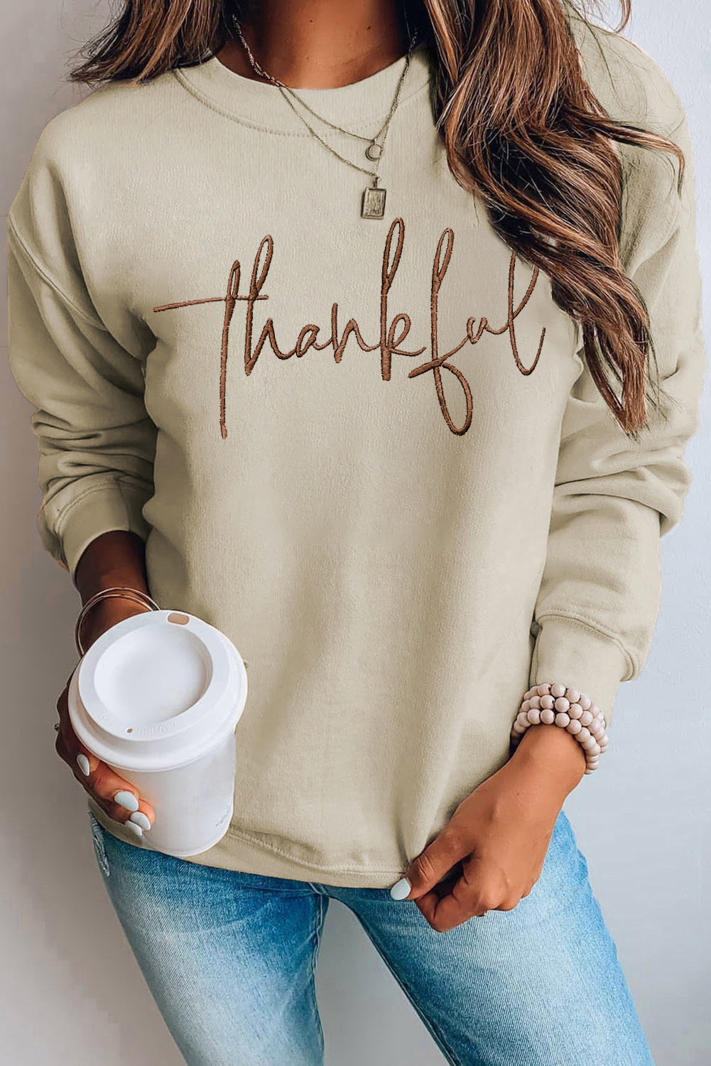 Thankful Embroidered Sweatshirt