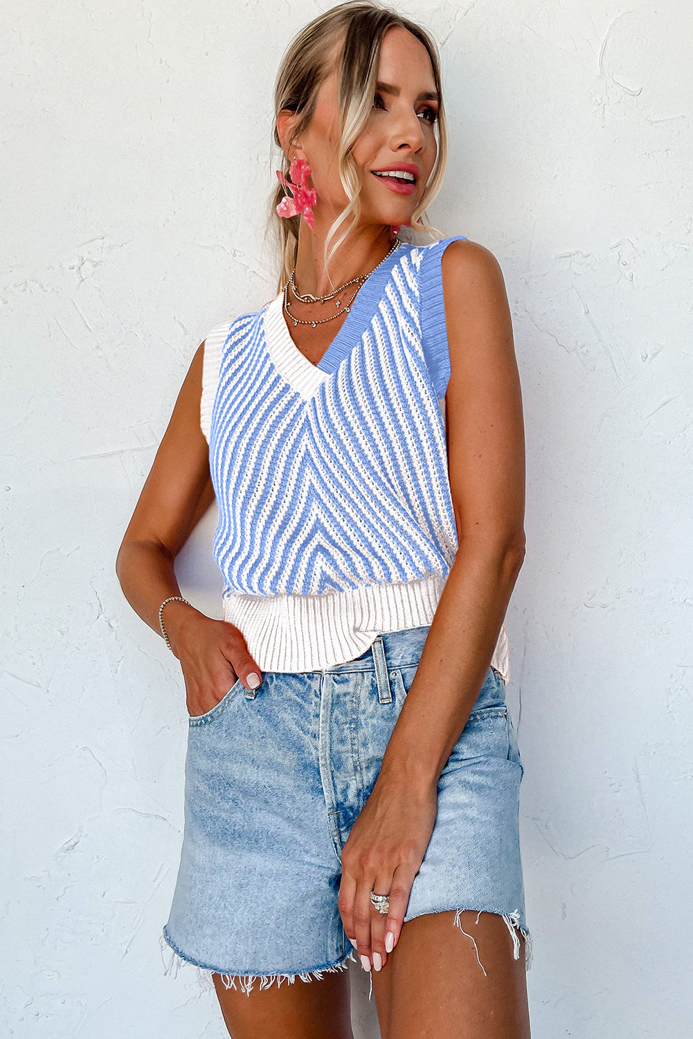 Chevron Knit Sweater Vest