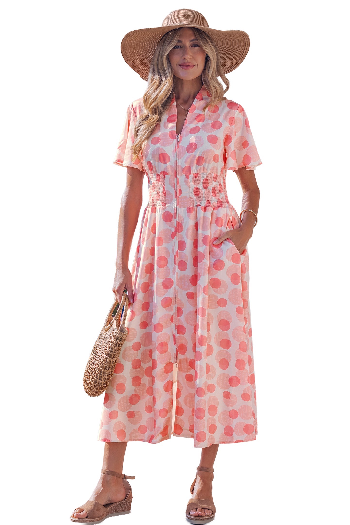 Pink Polka Zippered Dress