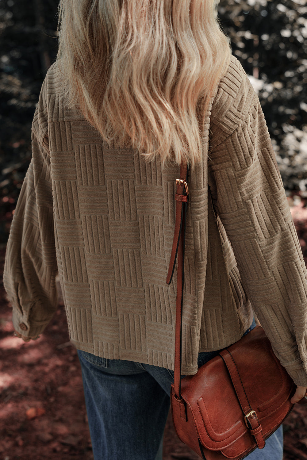 Khaki Textured Button-up Shacket