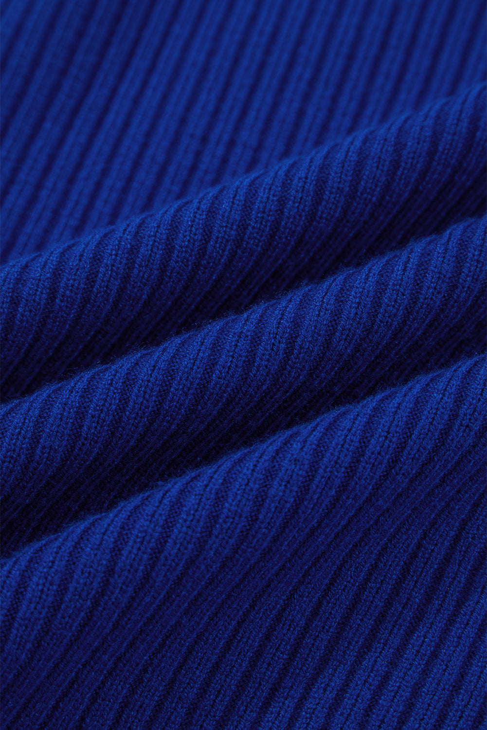 Patch Pocket Ribbed Knit Sweater in Dark Blue