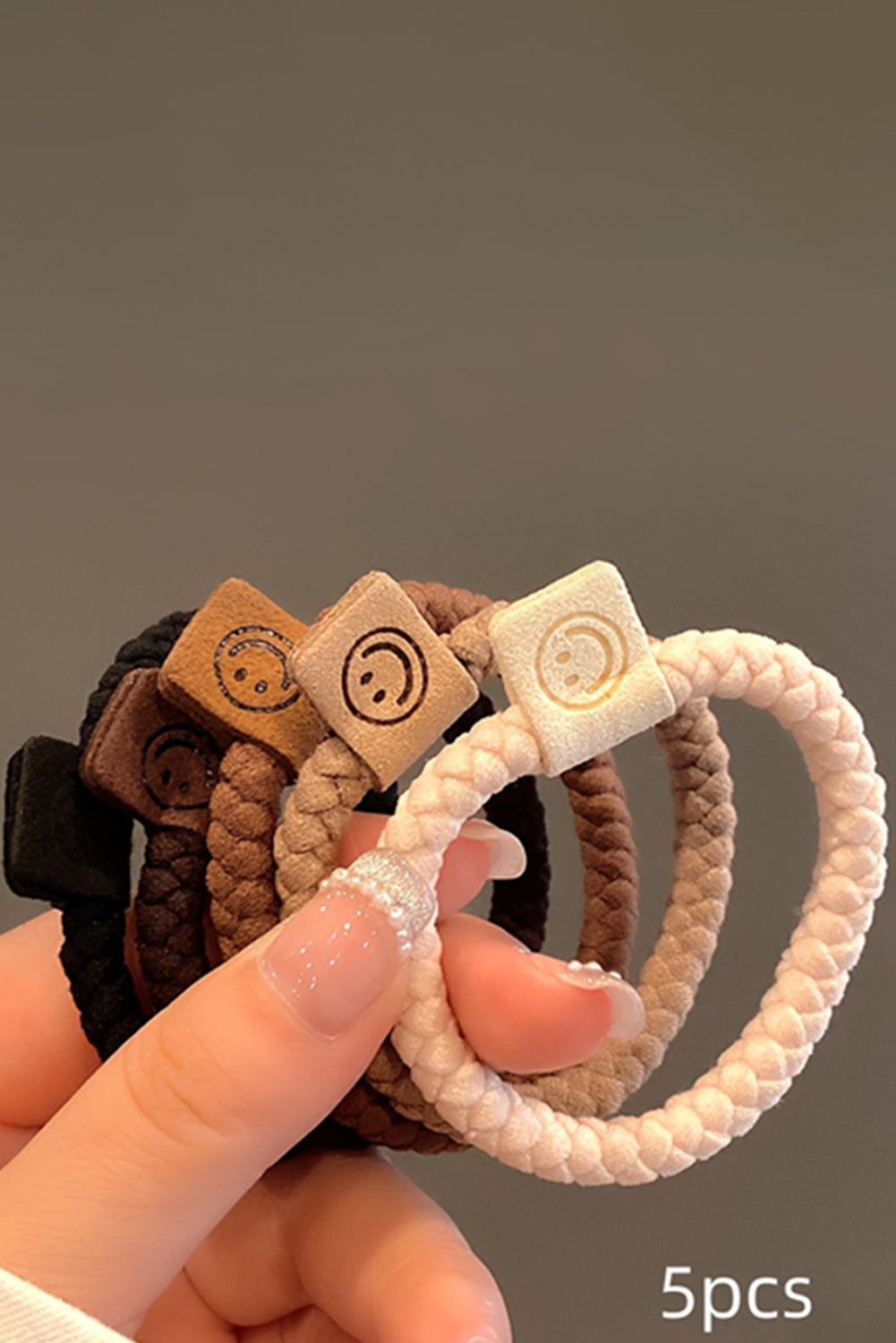 5pcs Smiley Face Braided Hair Ties