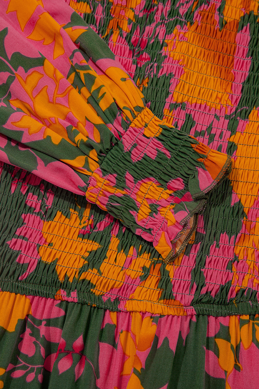 Floral Smocked Bodice Long Dress