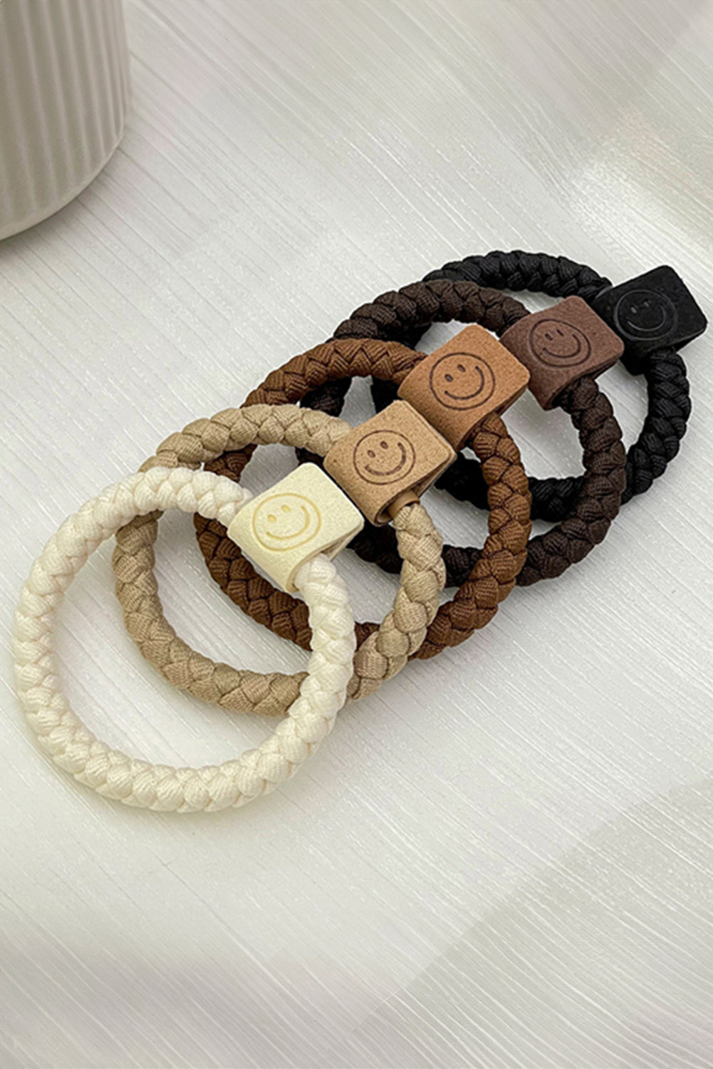 5pcs Smiley Face Braided Hair Ties