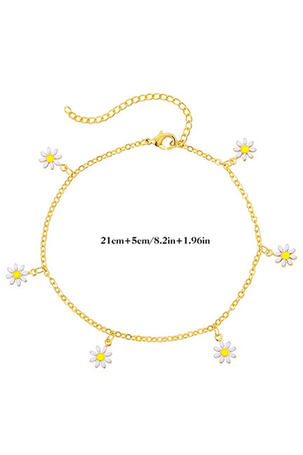 Gold Daisy & Pearl Chain Anklet Set