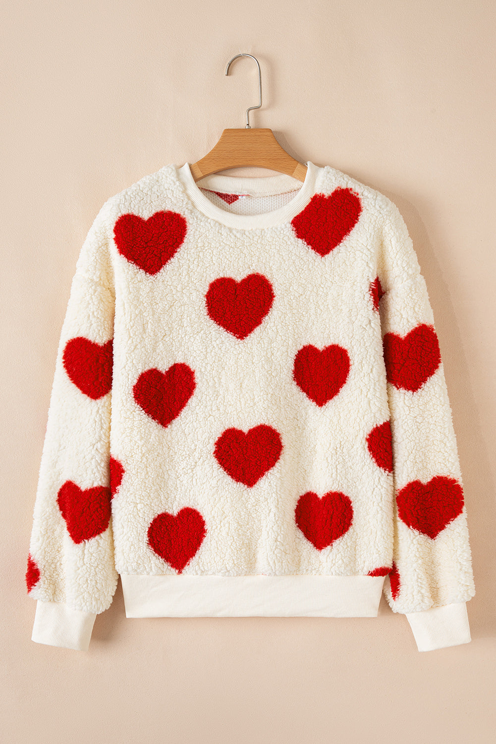 Fiery Red Heart Plush Sweatshirt