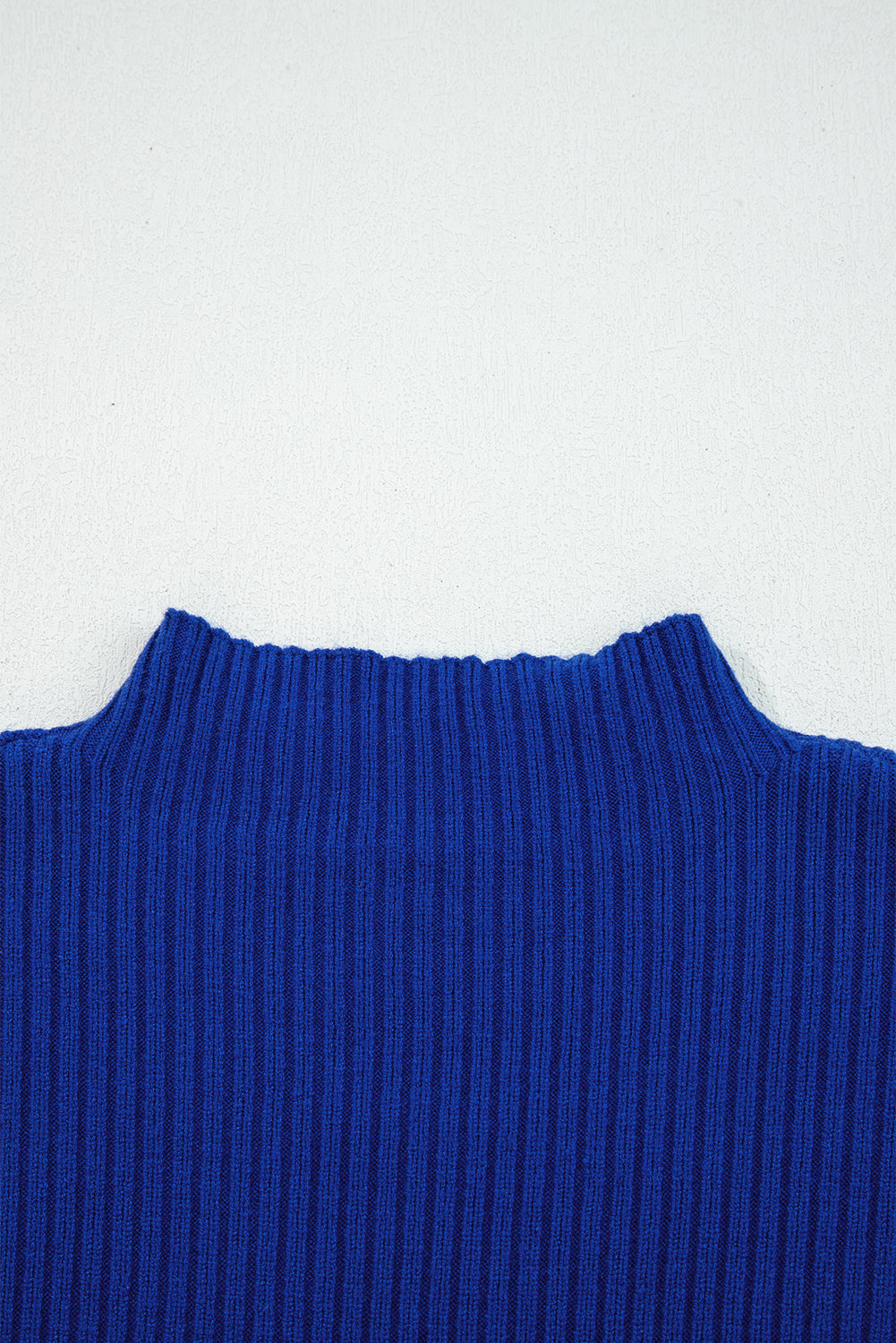 Patch Pocket Ribbed Knit Sweater in Dark Blue