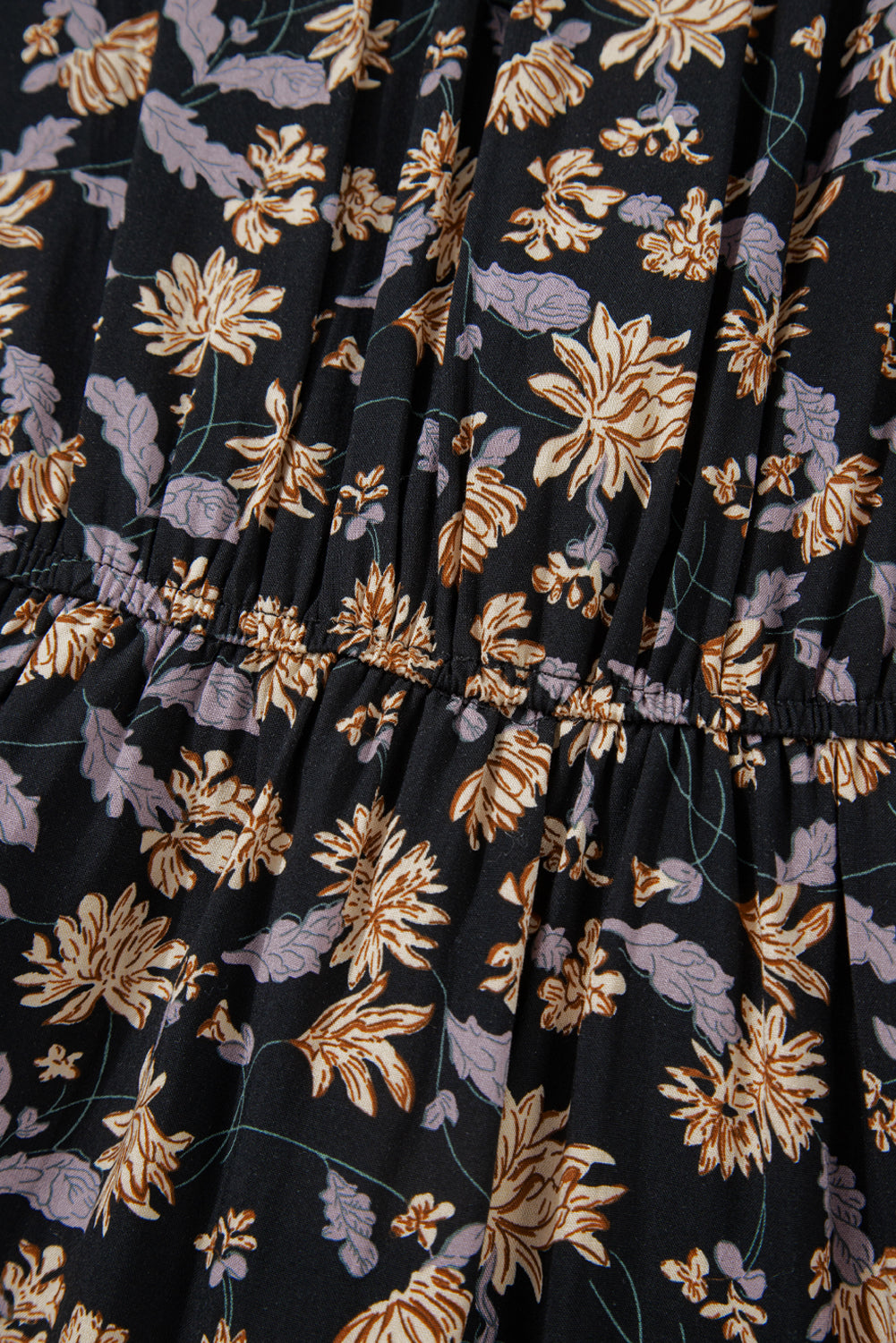 Black Floral Smocked Babydoll Dress