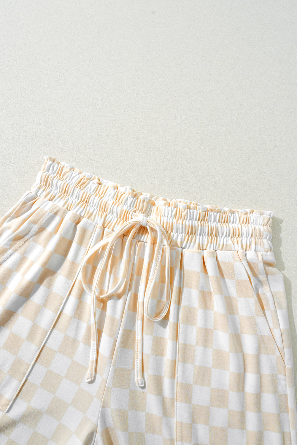 Beige Checkered Print Lounge Set