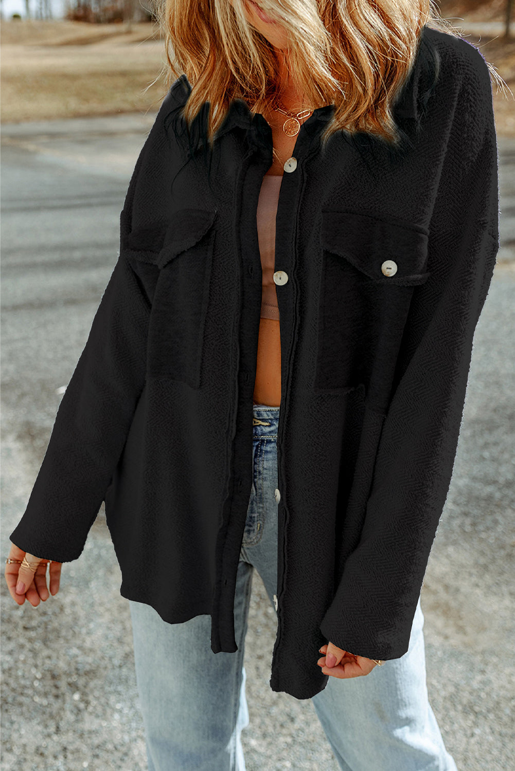 Coal Black Relaxed Shacket