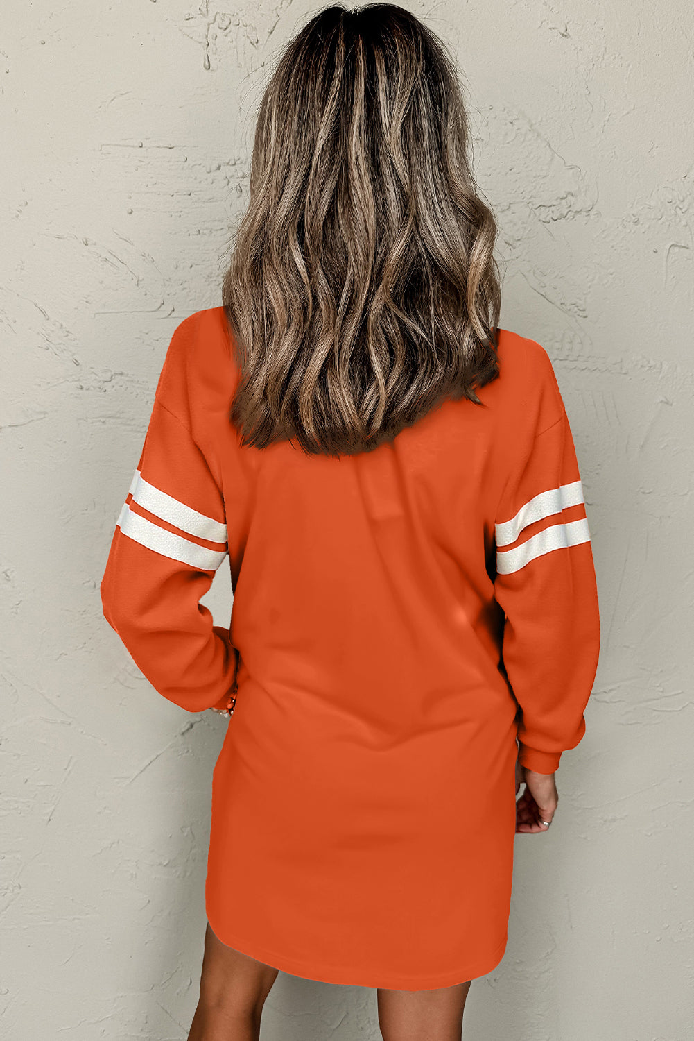 Varsity Sweatshirt Dress-Orange