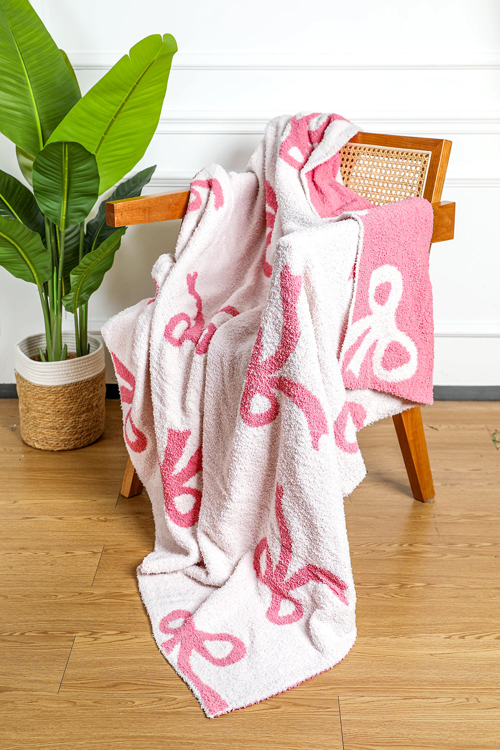 Pink Bow CozyThrow Blanket