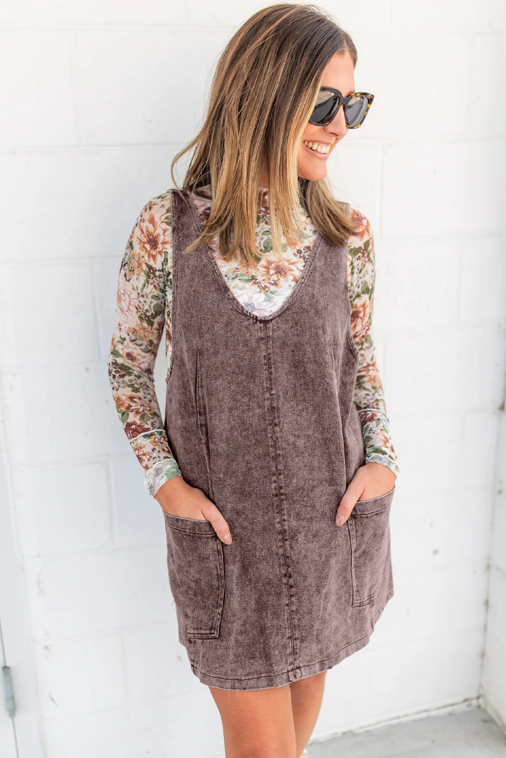 Vintage Washed Overall Mini Dress
