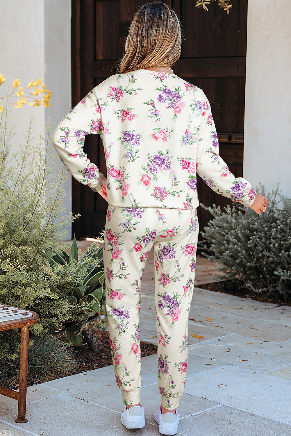 Floral Print Pullover & Pants Lounge Set
