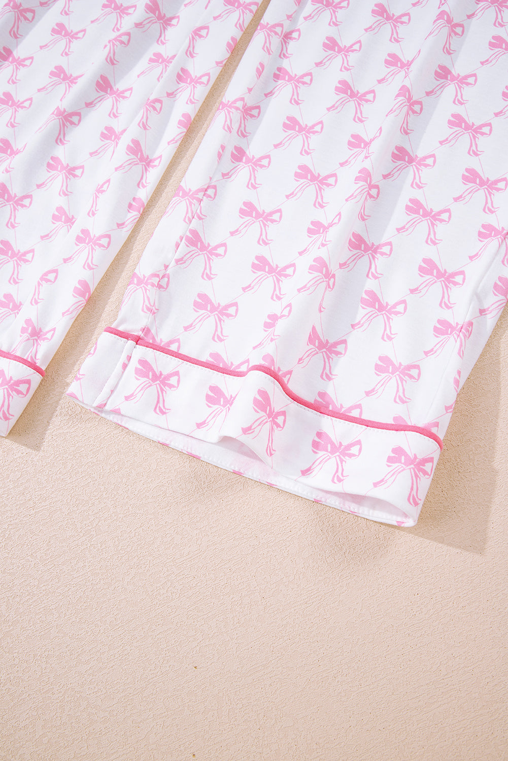 Bow Print Soft Pajama Set in Pink