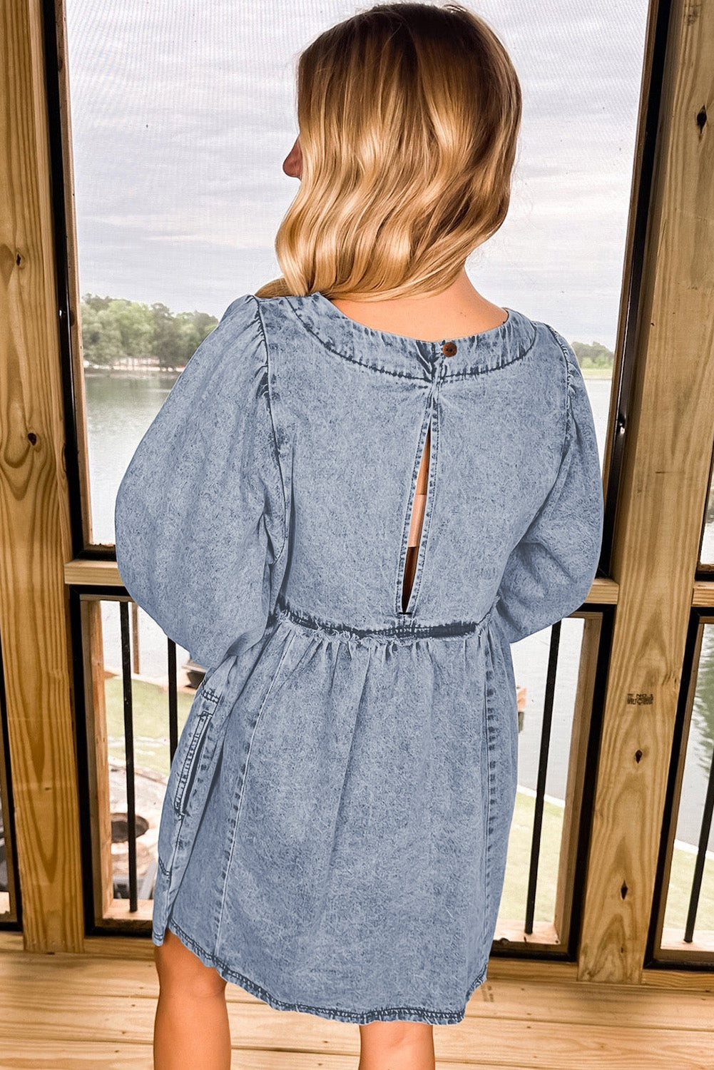 Beau Blue Light Wash Denim Mini Dress