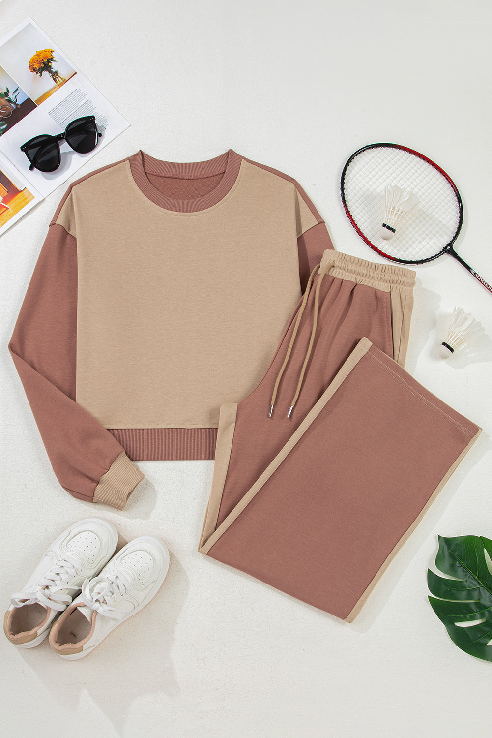 Khaki Color Block 2pc Set