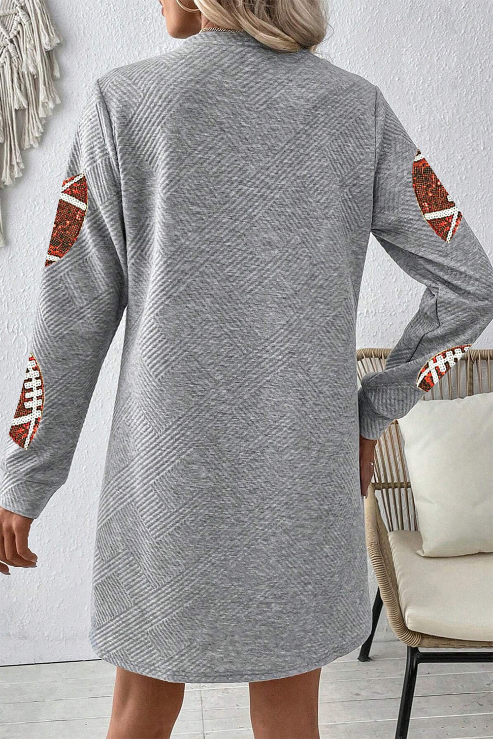Sequined Football Long Sleeve Mini Dress