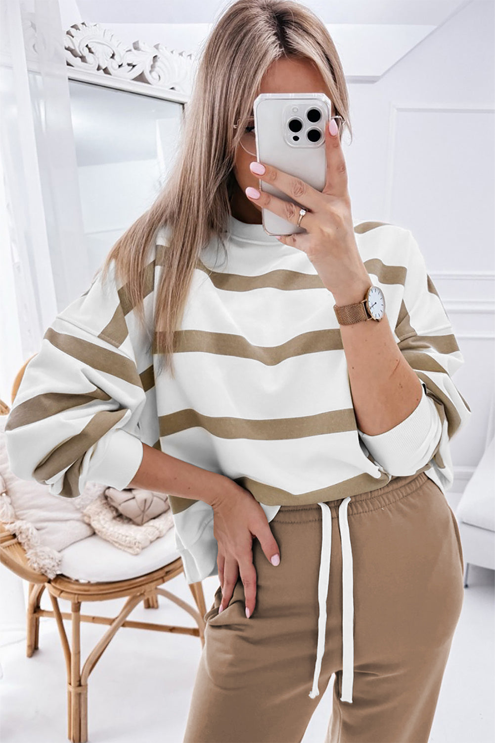 French Beige Pullover and Jogger Pants Set
